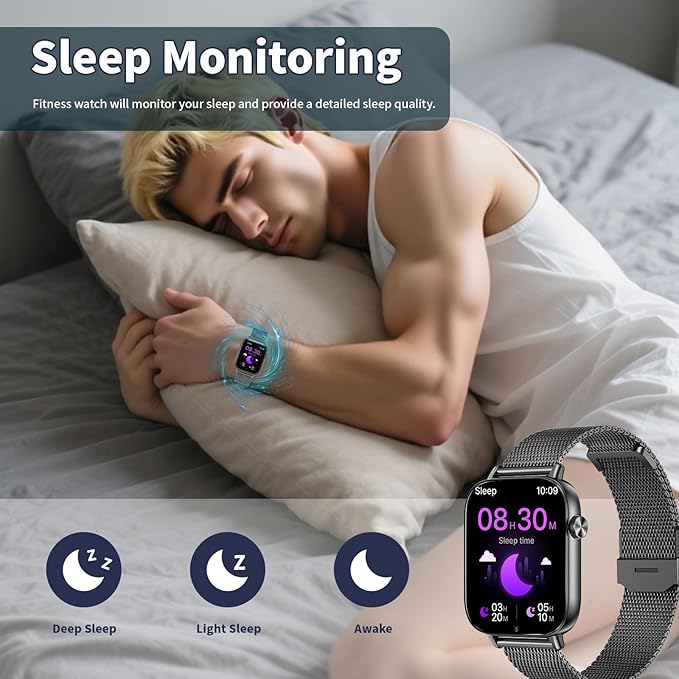 Smart Watch for Men Women, 2025 1.83" HD Smartwatches (Answer/Make Call), IP68 Waterproof Activity Fitness Tracker, Sleep Monitoring, Pedometer, Fitness Watch for Android iOS (Black)