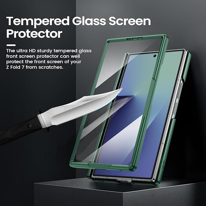 VEGO for Galaxy Z Fold 7 Case with Belt Clip Holster, 360°Ring Magnetic Kickstand & Camera Cover & Front Screen Protector & Hinge Protection Shockproof Armor Case for Samsung Z Fold 7 - Green