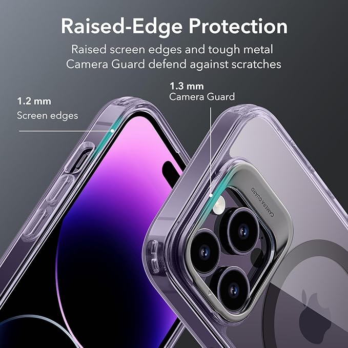 ESR for iPhone 14 Pro Max Case, Compatible with MagSafe, Built-in Camera Ring Stand, Military-Grade Protection, Classic Kickstand Magnetic Case for iPhone 14 Pro Max, Clear Purple