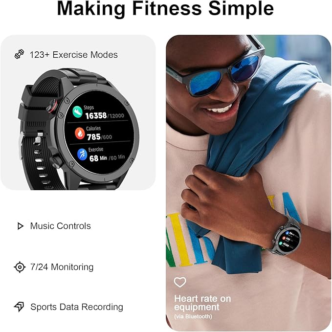 Fila Smart Watch for Men Women, 1.43’’ AMOLED Fitness Tracker with Heart Rate/Sleep Monitor, 130+ Sport Modes, Activity Tracker, Pedometer for Android iOS