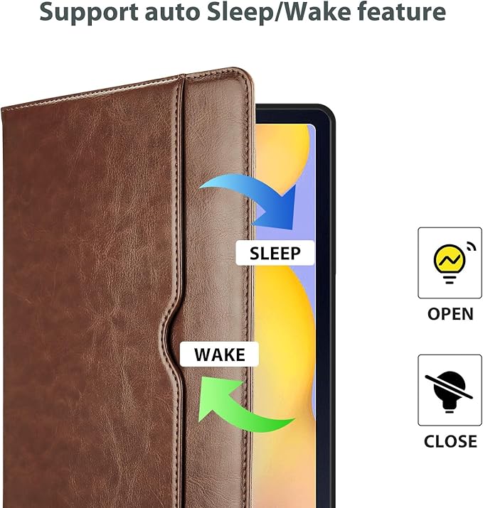 ProCase for Galaxy Tab S6 Lite 10.4 Inch 2024/2022/2020 with S Pen Holder; Premium PU Leather Folio Business Stand Cover with Hand Strap; Pencil Holder; Front Pocket -Brown
