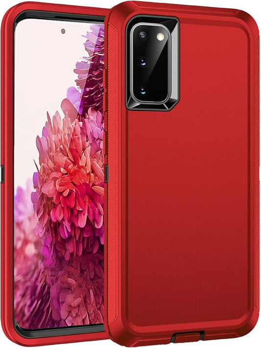 for Galaxy S20 FE 5g Case,Shockproof Dropproof Dustproof 3-Layer Full Body Protection Rugged Heavy Duty High Impact Hard Cover Case for Galaxy S20 FE 6.5 inch,Red/Black