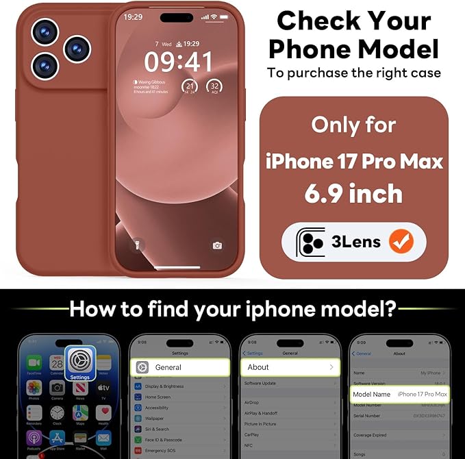 Vooii Magnetic Compatible with iPhone 17 Pro Max Case (Compatible with Magsafe) (Upgraded Camera Protection) Liquid Silicone Shockproof Full Body Protective Phone Cover for Women Men, Caramel, 6.9”