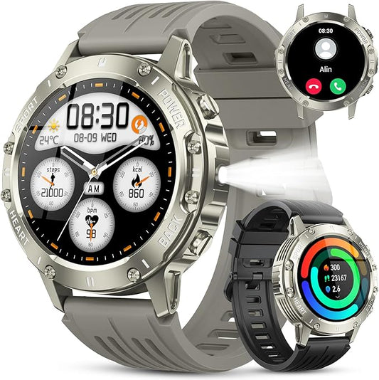 Smart Watch for Men Fitness Tracker: Bluetooth Waterproof Make Answer Call Digital Mens Watches Running Smartwatch for Android Phones iPhone Samsung Compatible Step Pedometer Sleep Heart Rate Monitor