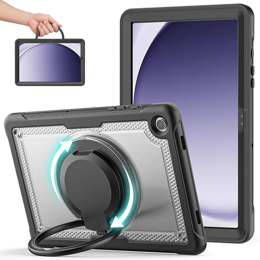 Case for Samsung Galaxy Tab A9 Plus/ A9+ case 11 Inch 2023 (SM-X210/X216/X218), 360° Rotating Handle Stand, Adjustable Shoulder Strap, for Samsung Galaxy Tab A9+ Case (Transparent)