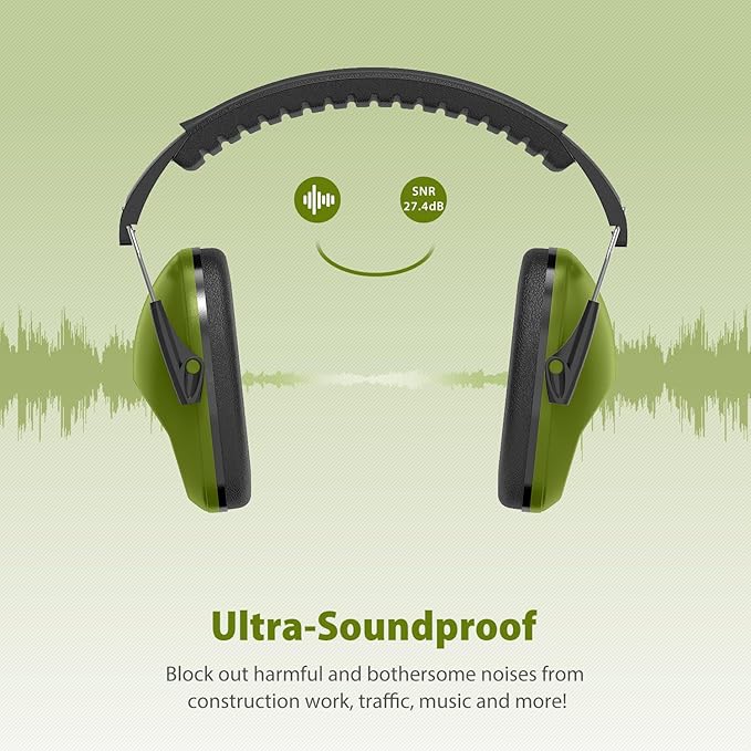 Dr.meter Noise Cancelling Ear Muffs: SNR27.4 Noise Cancelling Headphones for Autism with Adjustable Headband - Hearing Protection Ear Muffs for Kids Autism Sensory Monster Truck Demo Derby Mowing
