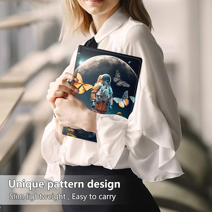 Slim Case for Samsung Galaxy Tab S10 FE / S9 FE 5G 10.9" & Tab S9 11", PU Leather Protective Cover, Multi-Angle Stand, Auto Sleep/Wake, Spaceman