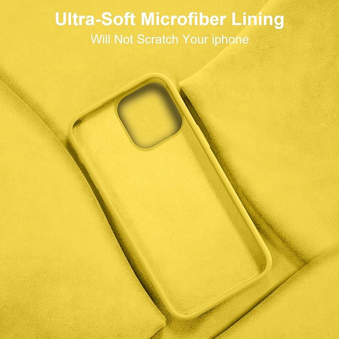 Vooii Compatible with iPhone 14 Case,[Silky Touch Premium Liquid Silicone] [Soft Anti-Scratch Microfiber Lining], Ultra Slim Shockproof Protective Case for iPhone 14 - Yellow