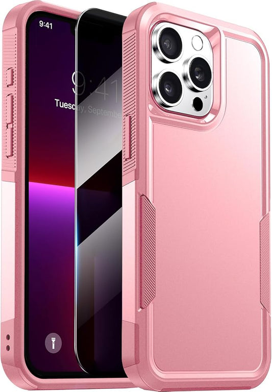 Diaclara Designed for iPhone 13 Pro Max Case, [with Privacy Screen Protector] [Anti Spy] [Military Grade Drop Protection] Heavy Duty Full-Body Shockproof Phone Case, Pink