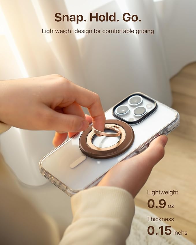 andobil [2025 3rd Gen] Magnetic Phone Grip for MagSafe [360° Rotatable & Ultra-Stable] Two-Sided Magnet Cell Phone Ring Holder Compatible with MagSafe Accessories, iPhone 17 Air 16 Pro Max 15 14 13 12