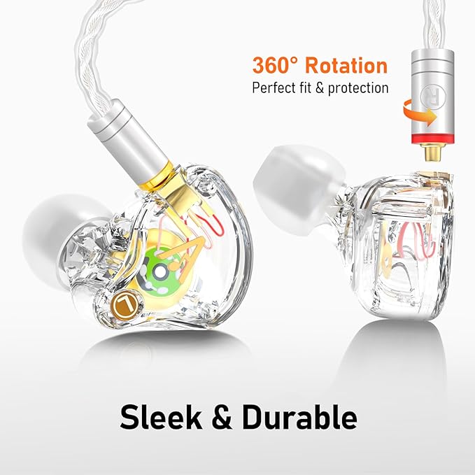 Vibes 202 Wired Earbuds - HiFi in Ear Monitor Headphones – Professional Noise-Isolating Ear Buds - Clear Sound, Deep Bass & Comfort-Fit IEM Earphones - MMCX to 3.5mm, Silver Plated Cord, Carrying Case