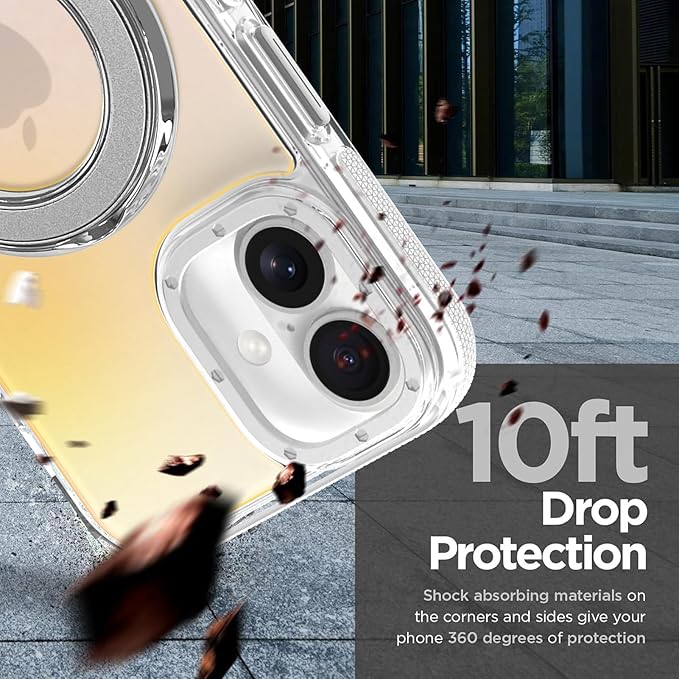 MOWIME Magnetic for iPhone 17 Case with Stand [Compatible with Magsafe] [Cute Fashion Fluorescent Design] [1 Screen Protector] Slim Translucent Matte Case for iPhone 17 6.3" 2025, White