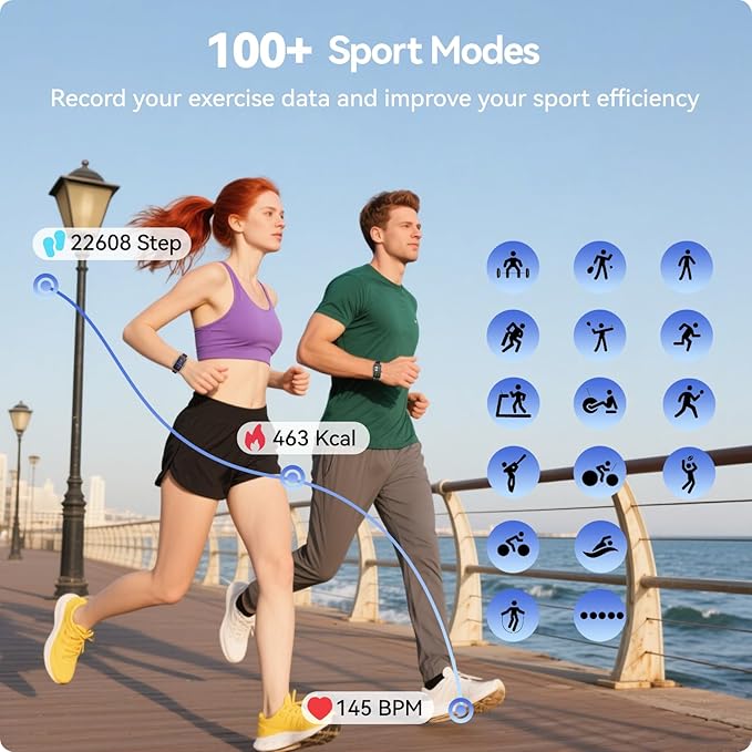 Fitness Trackers Android iOS Compatible, AMOLED Smart Watches with Heart Rate/Waterproof/Sleep/Pedometer Monitor (Red, Moderate)