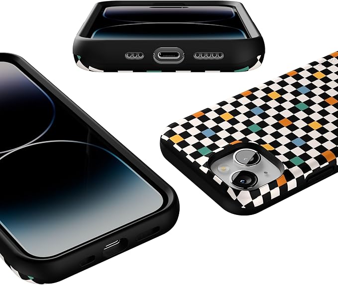 Casely iPhone 14 Case | Old Skool | Retro Checkerboard | Compatible with MagSafe | Bold Protective Design