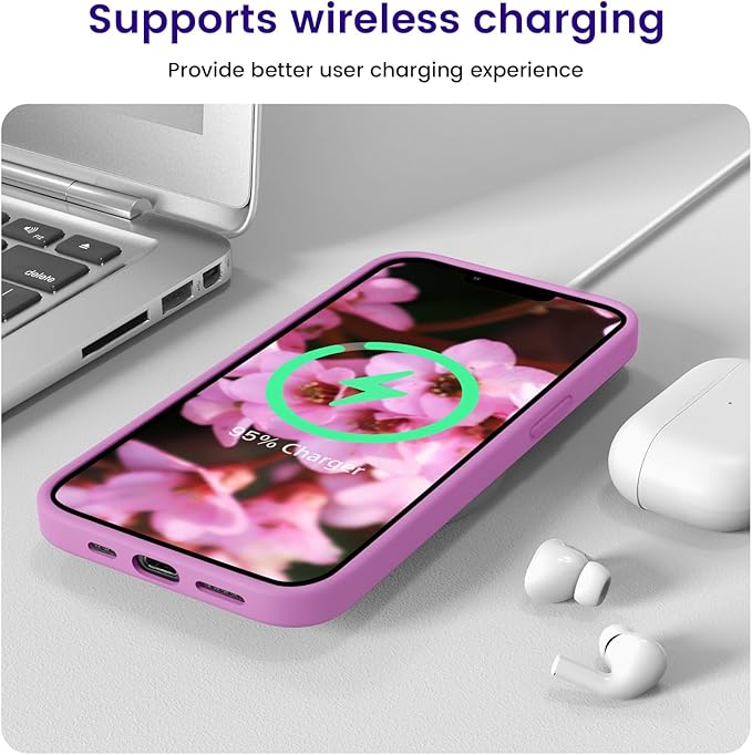 OTOFLY Designed for iPhone 14 Case, Silicone Shockproof Slim Thin Phone Case for iPhone 14 6.1 inch (Lilac Purple)