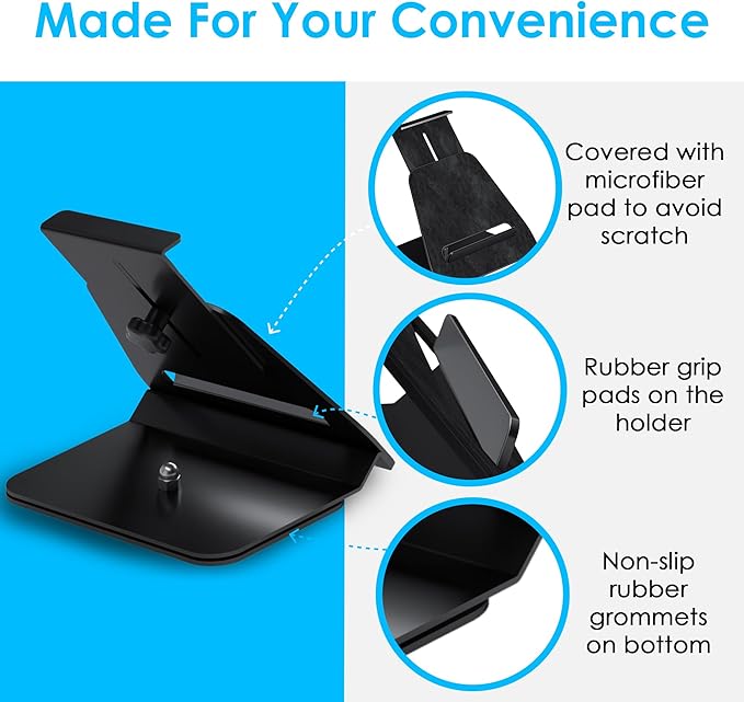 Kiosk Stand Compatible with iPad – Universal Tablet Holder 8-13 Inch, 360 Rotate, Anti-Theft Lock, Desk Accessories, PreDrilled Mounting Holes - Office Desk Accessories, Checkout, Black