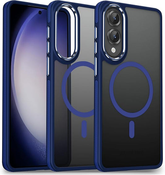 Case for Samsung Galaxy S25 Edge, Matte Translucent Magnetic Cover [Compatible with Magsafe] [Anti-Slip Grip], Military Grade Shockproof Hybrid Color Galaxy S25 Edge Phone Case (Darkblue)