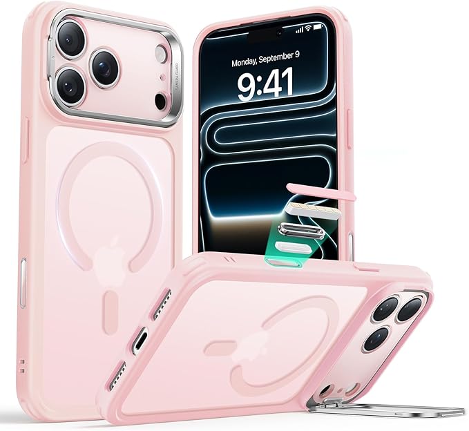 ESR for iPhone 17 Pro Case with Stand, Camera Control Cover Compatible with MagSafe, Military-Grade Drop Protection Magnetic Phone Case for iPhone 17 Pro, Frosted Bubblegum Pink