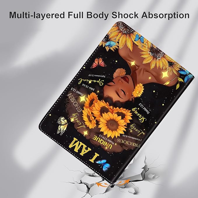 Case for Samsung Galaxy Tab A9 Plus 11 inch 2023，Slim Fit Foldable Standing Cover Case with Auto Sleep/Wake for Galaxy Tab A9+ 11’2023 (SM-X210/X216/X218)，African American Woman