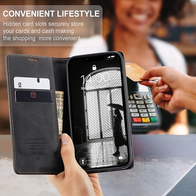 for iPhone 16e (6.1") / iPhone SE 4 / iPhone SE 2025 Case, Flip Wallet Leather Case with Card Holder Magnetic Closure Shockproof Kickstand Protective Phone Cases Cover for iPhone 16e, Black