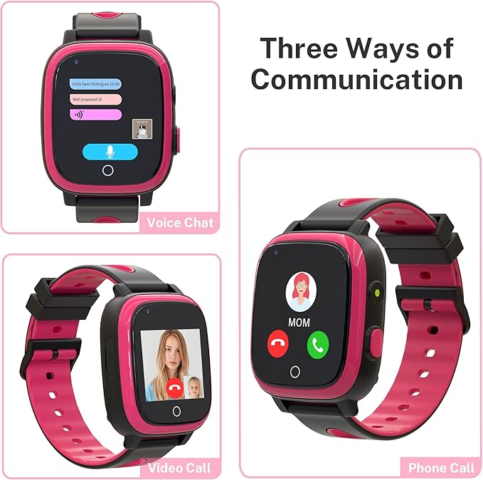 4G Kids Smart Watches Girls, GPS Watch for Kids with Video Call Voice Chat Alarm Clock SOS Camera Flashlight Gifts for Girls Age 5-12