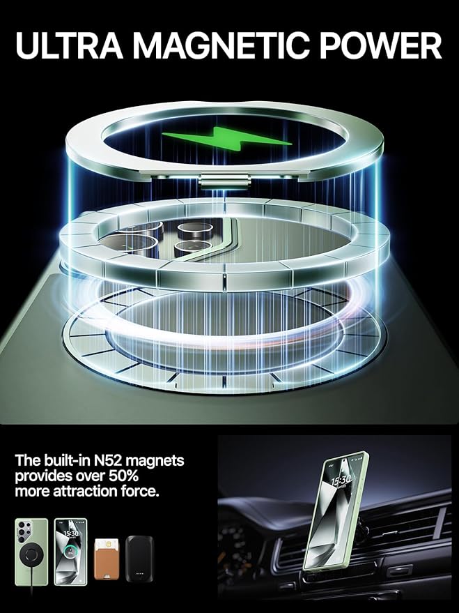 QTlier Phone case for Galaxy S25 Ultra- 360 Rotatable Magnetic Ring Stand, Military-Grade Protection, Raised Camera Frame