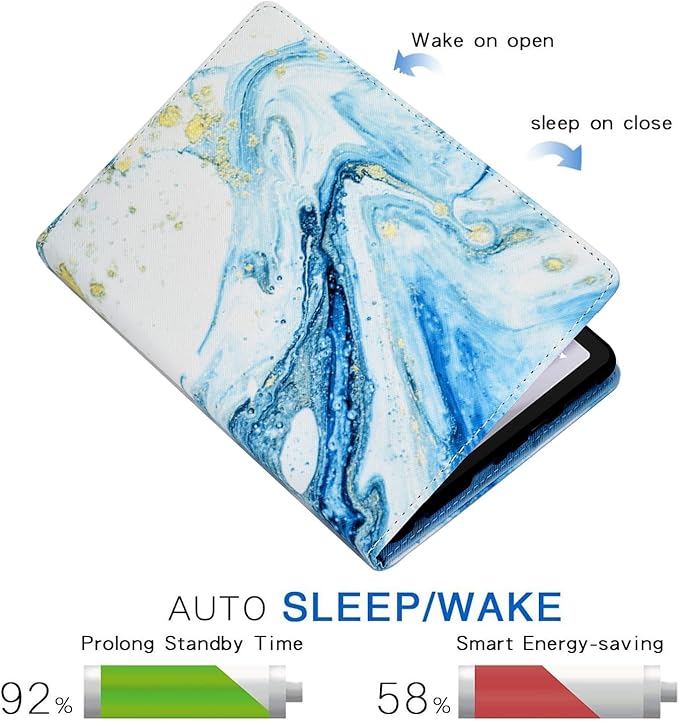 DTangLsm Case for Samsung Galaxy Tab A9 Plus/A9+ 5G 11 inch 2023 (Model: SM-X210 /SM-X216 /SM-X218) PU Leather Smart Folding Shell Stand Cover for Galaxy Tab A9+ Case with Auto Wake/Sleep, Marble Blue
