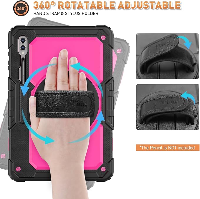 Timecity Case for Samsung Galaxy Tab S10 Ultra/ S9 Ultra/ S8 Ultra Tablet Case 14.6''- Heavy Duty Protective Cover with Screen Protector, Stand, Shoulder Strap & S Pen Holder | Kids-Friendly, Red