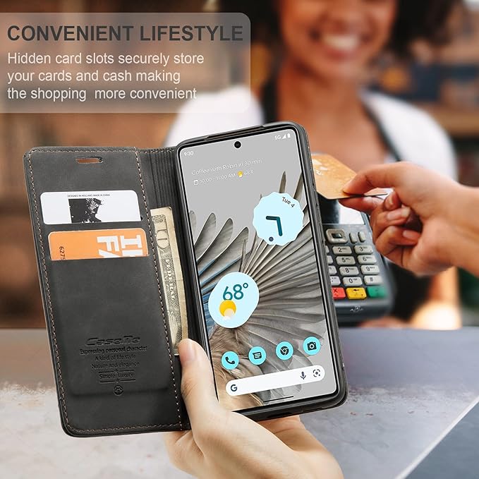 for Google Pixel 7 Pro Case, Flip Wallet Leather Case with Card Holder Magnetic Closure Shockproof Kickstand Protective Phone Cases Cover for Google Pixel 7 Pro,Black