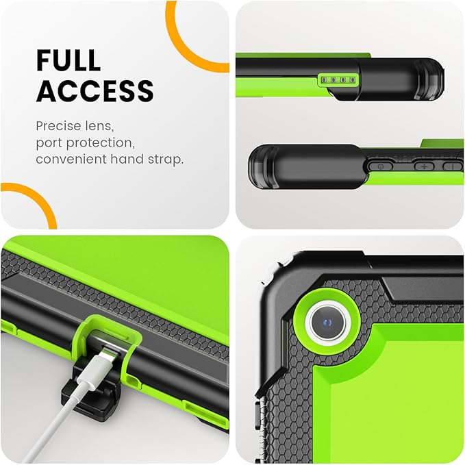 Timecity Case for Samsung Galaxy Tab A9 Plus 11 inch 2024 with Screen Protector, Full-Body Drop Protection Case with Rotating Stand, Hand/Shoulder Strap for Galaxy Tab A9+ (SM-X210/X216/X218) -Green