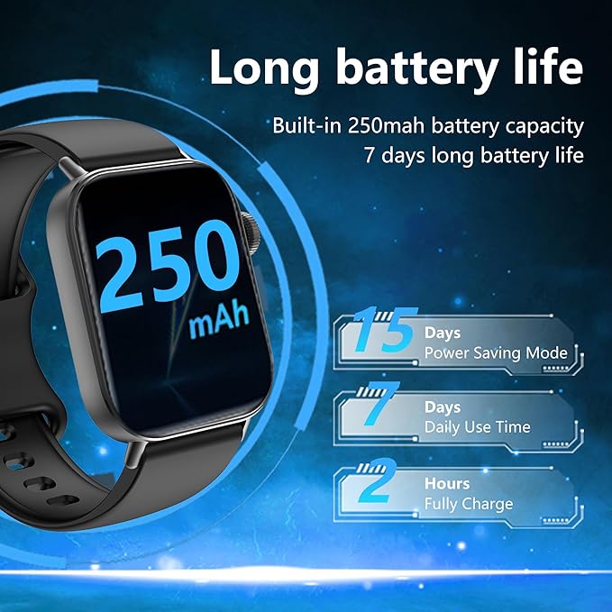 Black Smart Watche for Men/Women,1.75" fitness trackers with Heart Rate Monitor/Flashlight , IP67 Waterproof, Bluetooth Call & Music Control, Sport watch men,120+ Sport Smartwatch for iOS Phone Adroid