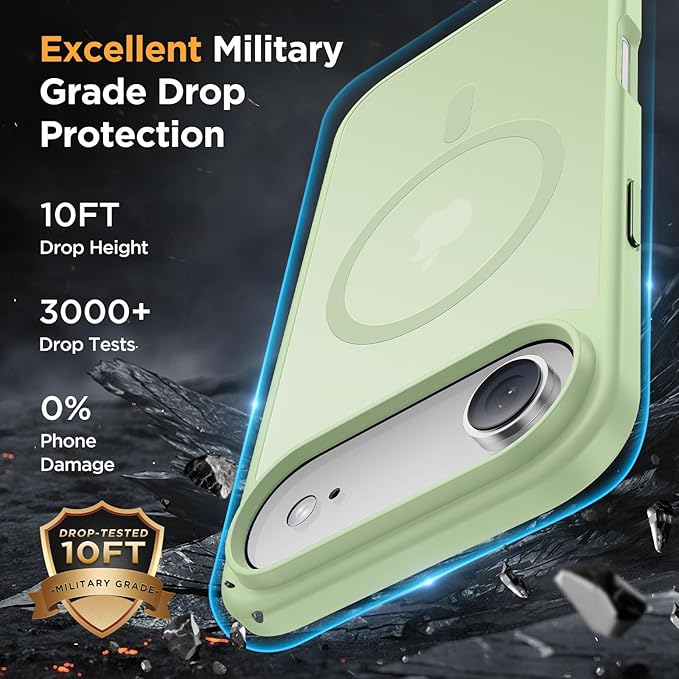 Miracase Magnetic for iPhone Air Case 2025 with Screen Protector(Compatible with MagSafe), Slim Thin Translucent Matte Military-Grade Protected Phone Cover for iPhone 17 Air 6.5" Armbands, Green