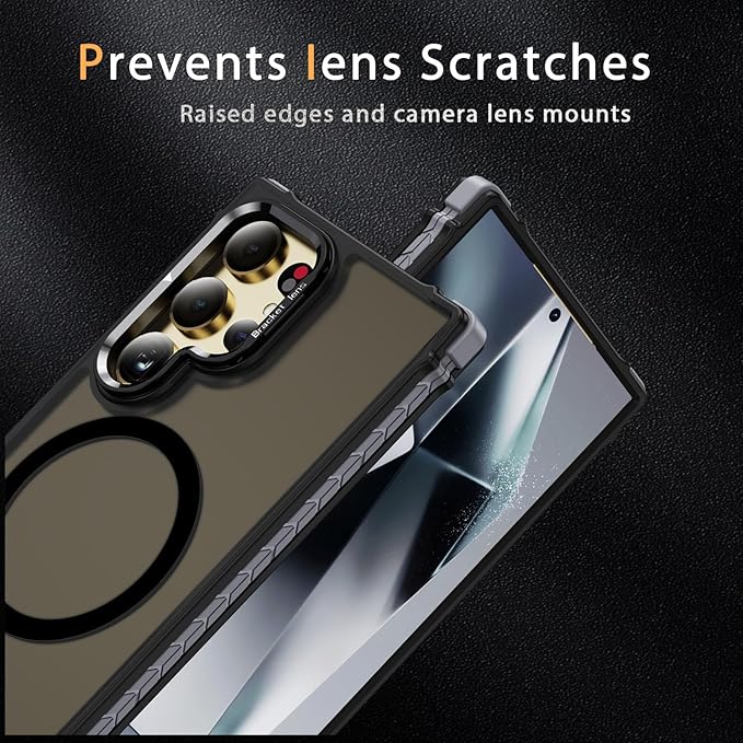 Magnetic for Samsung Galaxy S24 Ultra Case Black Fit for MagSafe Military-Grade Shockproof Protection Adjustable Kickstand Slim Matte Anti-Fingerprint Cover Men Women