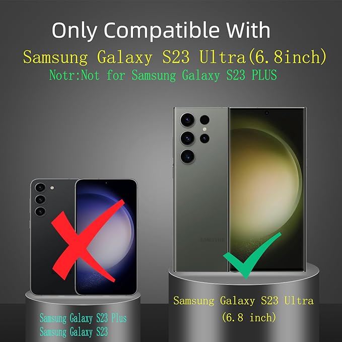 for Samsung Galaxy S23 Ultra Case Compatible with Magnetic Wireless Charging with Screen Protector,for S23 Ultra Phone Case with Kickstand Ring Military Grade Drop Protection Shockproof Clear