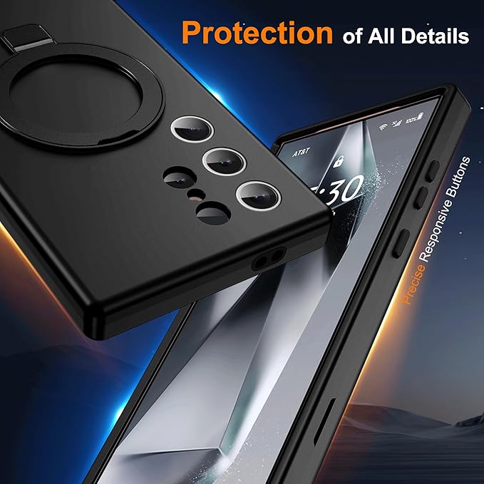 Designed for Samsung Galaxy S24 Ultra Case with Magnetic Ring Stand [Compatible with Mag-Safe][Military Grade Drop Protection][Build in Kickstand] Shockproof S24 Ultra Phone Case 6.8",Black