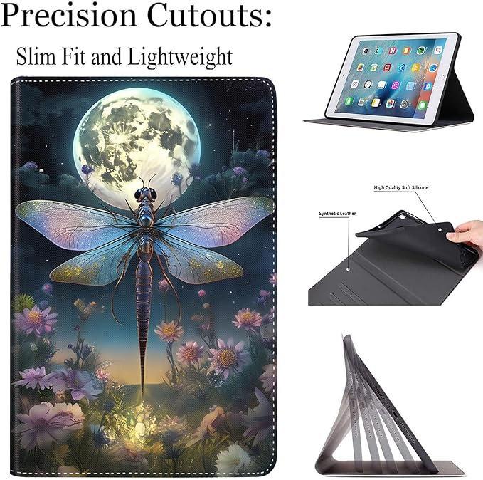 Case for Galaxy Tab A9 Plus ， Auto Sleep/Wake Multi-Angle Viewing Slim Folio Stand Cover for Samsung Galaxy Tab A9+/A9 Plus 11 Inch 2023 (SM-X210/X216/X218), Dragonfly Moon