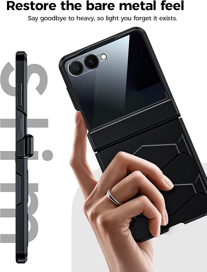 for Samsung Galaxy Z Flip 7 Case,Built-in Privacy Screen Protector&Hinge Protection Shockproof All-Inclusive Smartphone Cover for Samsung Galaxy Z Flip 7(Black)