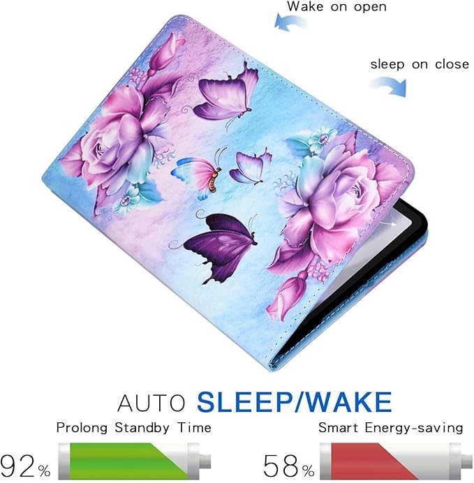 DTangLsm Case for Samsung Galaxy Tab A9 Plus/ A9+ 11 inch 2023 (SM-X210/X216/X218) Multi-Angles Viewing PU Leather Folio Stand Cover for Galaxy Tab A9+ Case with Pencil Holder, Butterfly Flower