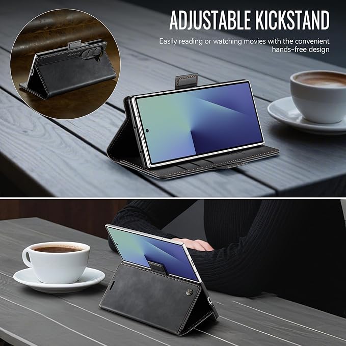 for Samsung Galaxy Z Fold 7 Case, Flip Wallet Leather Case with Card Holder Magnetic Closure Shockproof Kickstand Protective Phone Cases Cover for Galaxy Z Fold 7, Black