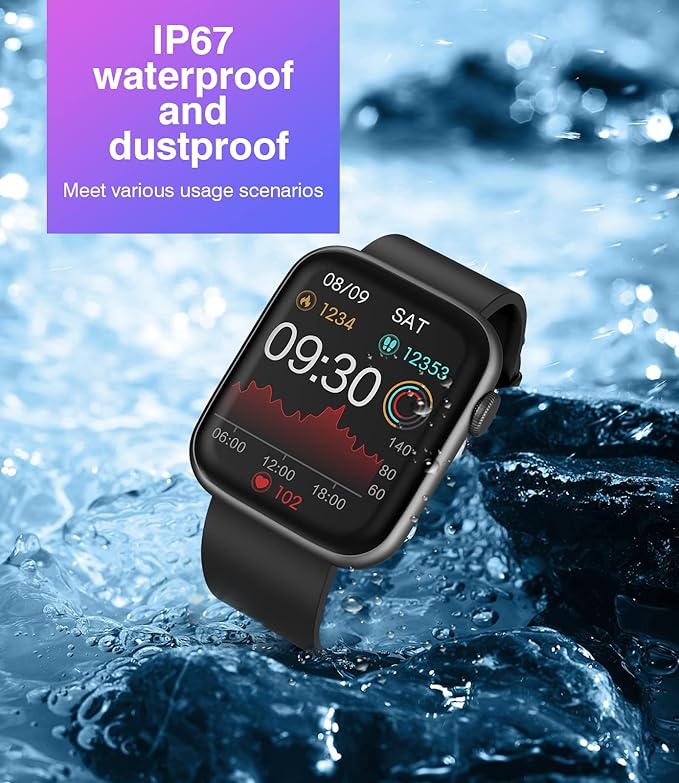 Smart Watch with Bluetooth Call Answer/Dial for Men Women,1.9'' HD Full Touch Screen Fitness Tracker, Smartwatch with Heart Rate Blood Pressure Blood Oxygen Sleep Monitor for Android and iPhone Black