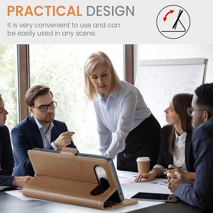 for Google Pixel 8A Case, Premium PU Leather Wallet Case Flip Cover with [RFID Blocking][Card Holder][Stand Function] Shockproof Protective for Google 8A, Brown