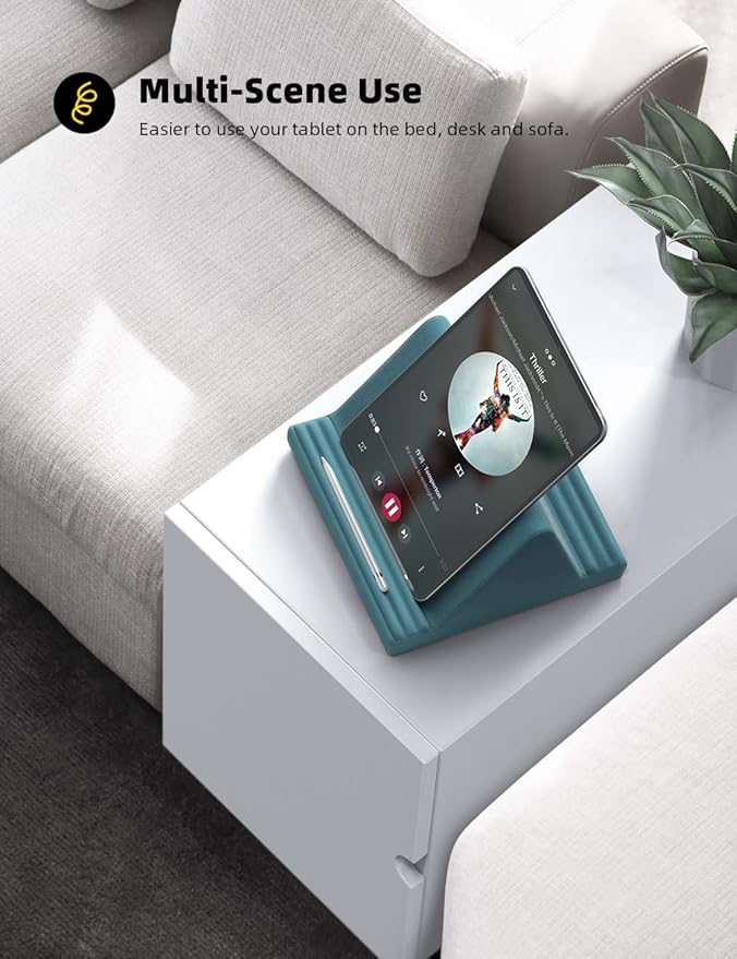 Lamicall Tablet Pillow Stand, Pillow Soft Pad for Lap - Tablet Holder Dock for Bed with 6 Viewing Angles, for iPad Pro 9.7, 10.5, 11, 12.9 Air Mini 4 3, Kindle, Galaxy Tab, E-Reader, Blackish Green