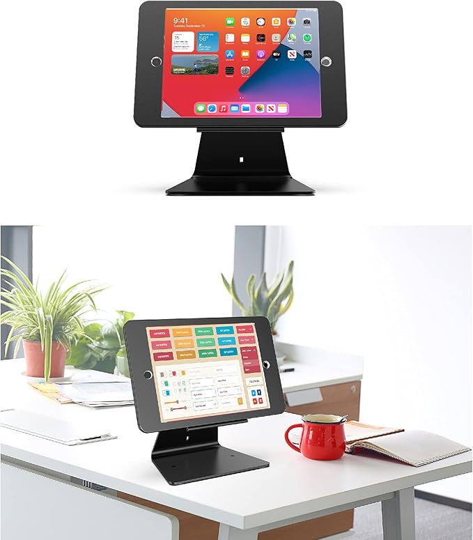 Desktop Anti-Theft Security Kiosk Stand Holder Enclosure for iPad 10.2-Inch (9th Gen.2021,8th Gen.2020,7th Gen.2019),with Lock and Key,Flip &360°Rotating Horizontal or Vertical Design(Black)