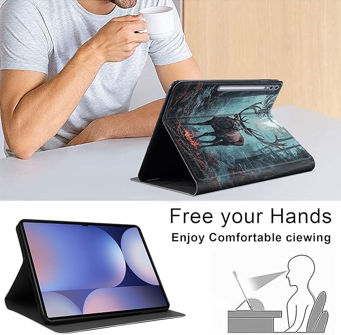 Case for Samsung Galaxy Tab S10 Plus/ S9 FE Plus/ S9 Plus 5G Tablet 12.4'', Slim PU Leather Stand Cover with Auto Wake/Sleep, Multi-Angle Viewing & Shockproof, Enormous Stag