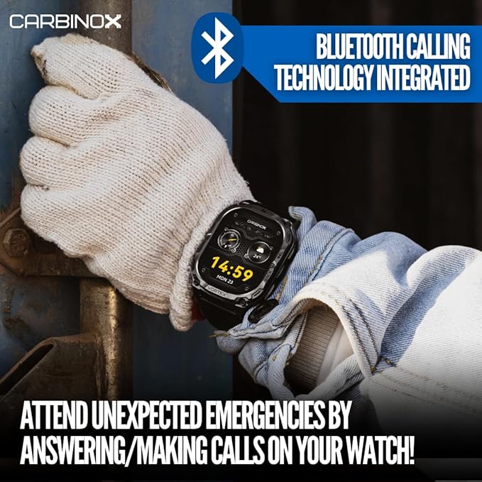 CARBINOX Vortex Smartwatch (Answer/Make Calls), Military-Grade Rugged Fitness Tracker, IP69K Waterproof, Sport Design for Active Lifestyles
