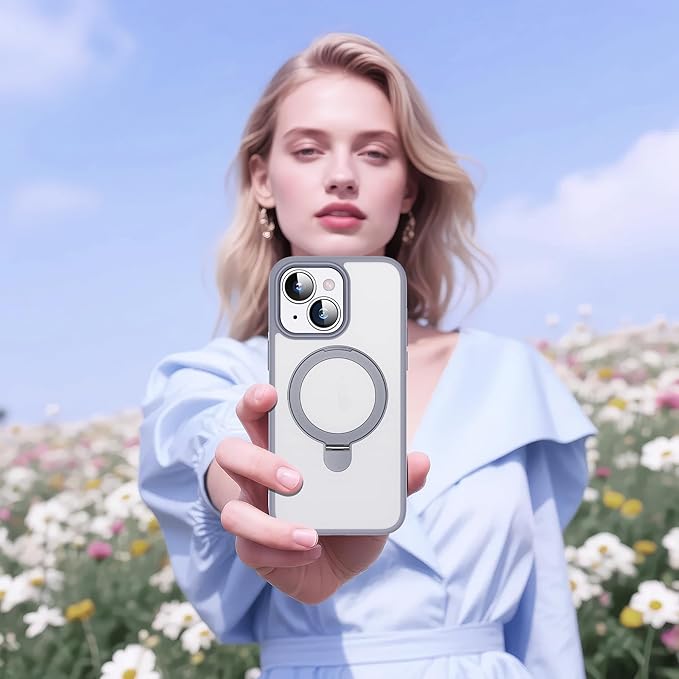 Designed for iPhone 16 Pro Case with Magnetic Ring Stand [Compatible with Mag-Safe] [Military Drop Protection] Shockproof Translucent Phone Cover for iPhone 16 Pro 6.3",Grey