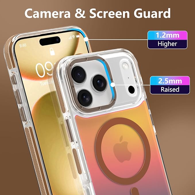 MOWIME Magnetic Case for iPhone 17 Pro Max [Compatible with Magsafe] [Cute Fashion Fluorescent Design] [1 Screen Protector] Slim Translucent Matte Case for iPhone 17 Pro Max 6.9" 2025, Desert