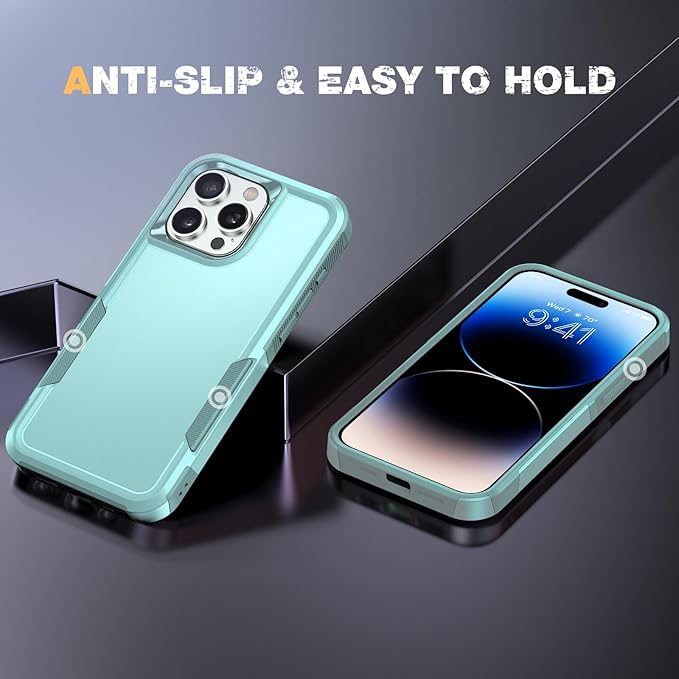 Diaclara Designed for iPhone 14 Pro Max Case, [with Privacy Screen Protector] [Anti Spy] [Military Grade Drop Protection] Heavy Duty Full-Body Shockproof Phone Case, Mint Green