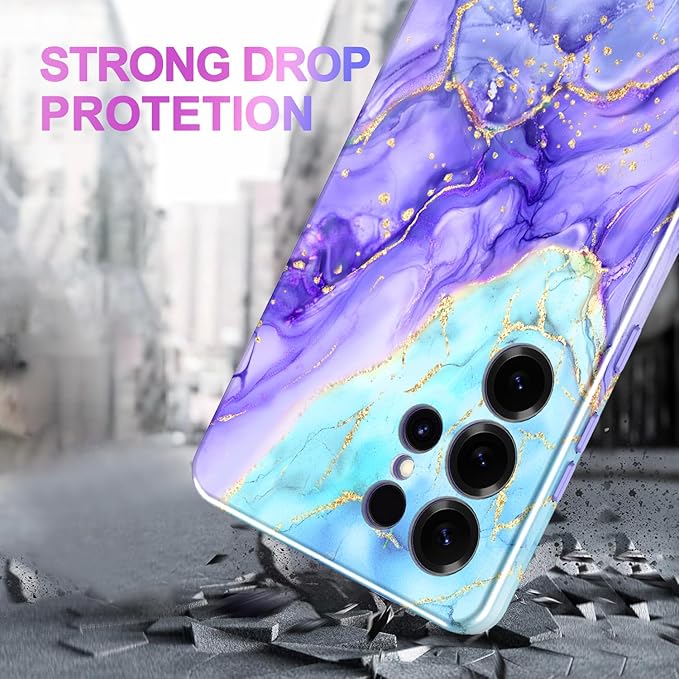 Casetego for Galaxy S25 Ultra Case,Compatible with MagSafe,[Military Grade Drop Test] Full Body Protection Slim Shockproof Rugged Marble Women Case for Samsung Galaxy S25 Ultra 6.9 inch,Cobalt Violet