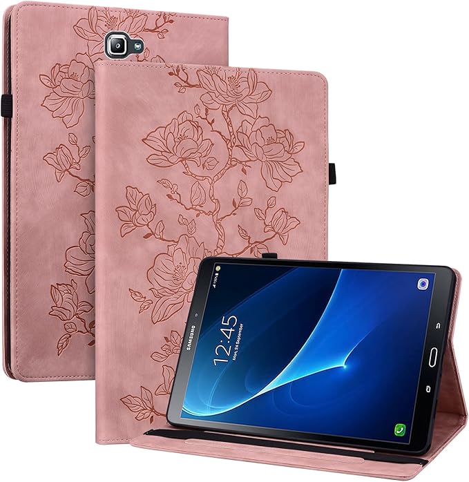 Case for Samsug Galaxy Tab A 10.1 inch 2016 （No S Pen Version） SM-T580 T585 T587, Slim PU Leather Folio Cover with Multi-Angle Stand and Pen Holder, Pink